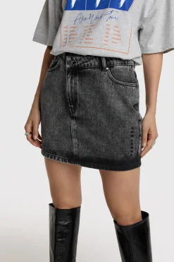 Alix the Label Asymetric denim mini skirt charcoal grey 2407232684-917