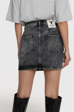 Alix the Label Asymetric denim mini skirt charcoal grey 2407232684-917