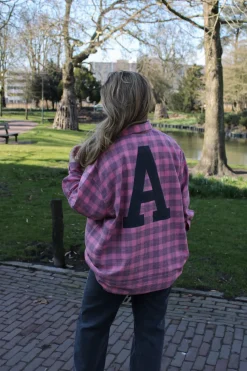 Alix the Label Check blouse dress bright peach 2503329045-309