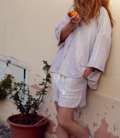 Bongusta Naram Gym Shorts lilac & neon yellow BON94-LILAC