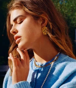 Bonnie Studios Broken Square Earring Gold BS776-Gold