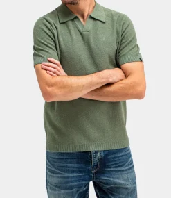 Butcher of Blue Boucle Knit Polo Jade Green M2516018-792