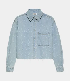 Catwalk Junkie Denim blouse with textured fabric Blue 2502012603-300