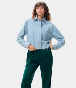 Catwalk Junkie Denim blouse with textured fabric Blue 2502012603-300