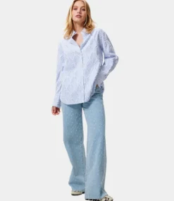 Catwalk Junkie Fringe textured blouse Blue 2502013605-300