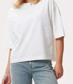 Catwalk Junkie Loose fit tee strass off white 2402040211-201