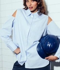 Catwalk Junkie Open shoulder blouse Chambray Blue 2502013601-900