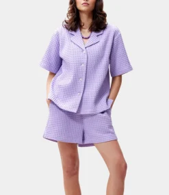 Catwalk Junkie Resort textured blouse Purple Sky 2502021614-622