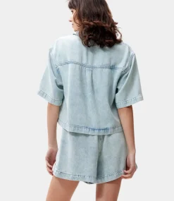Catwalk Junkie Short sleeve denim blouse Blue 2502021615-300