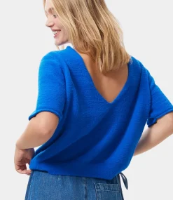 Catwalk Junkie Soft short sleeve knit with Vneck Nautical Blue 2502010812-181