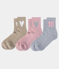10Days Socks 3-pack bright raspberry 20-939-5202-1308