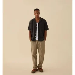 Foret Hush ss shirt washed black F4106-F4106