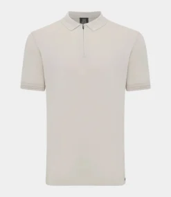 Genti Polo zip s/s mid brown beige K2053-1260-044