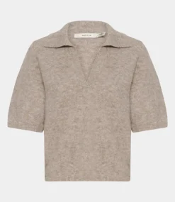 Gestuz GZalpha ss polo pullover Warm Sand Melange 10910035-1512141