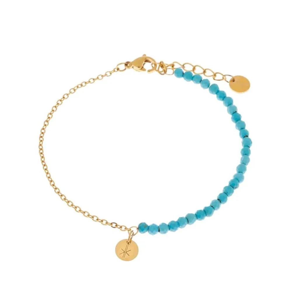 Label Kiki Half half turquoise bracelet gold