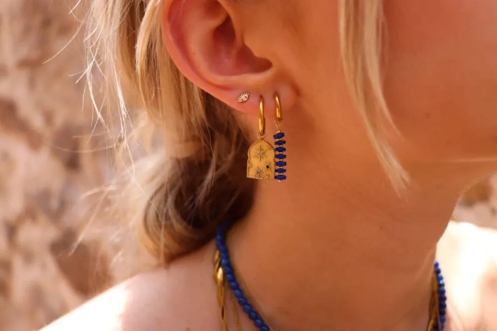 Label Kiki Label Kiki Royal blue hoop gold KSH1521-GOLD