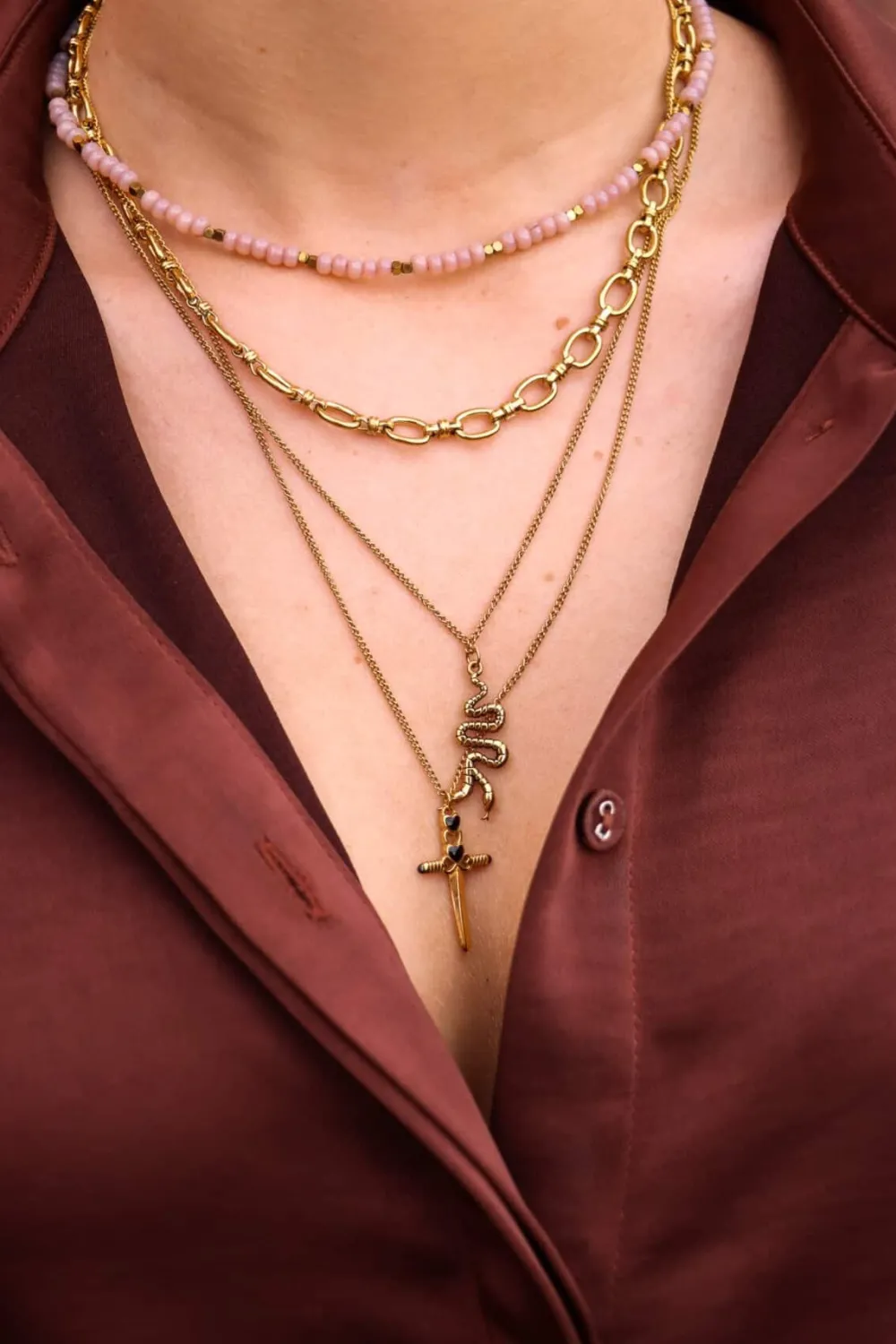 Label Kiki Label Kiki Silly snake necklace gold KSK1341-GOLD