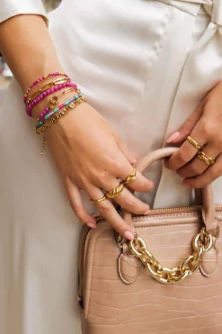 Label Kiki Magenta beads bracelet gold