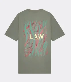 Law of the Sea Aqua flow artwork tee vetiver 10069-405