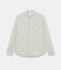 Les Deux Kristian Linen B.D. Shirt light ivory lichen green LDM410150-218510