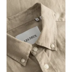 Les Deux Kristian linen bd shirt dark sand LDM410150-810810