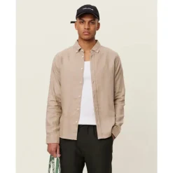 Les Deux Kristian linen bd shirt dark sand LDM410150-810810