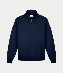 Olaf block zip mock neck navy M200201-NAVY