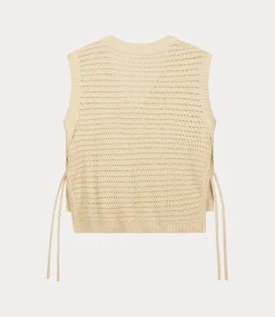 Olaf Open knit vest off-white W200702-OFF-WHITE