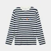 Olaf Stripe sans l/s tee white blue M990103-WHITE