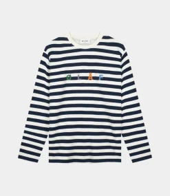 Olaf Stripe sans l/s tee white blue M990103-WHITE