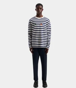 Olaf Stripe sans l/s tee white blue M990103-WHITE
