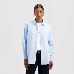 Olaf striped oversized shirt blue W190301-BLUE