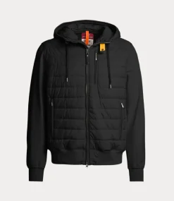 Parajumpers Man fleece/nylon hooded jacket black 25SMPMHYFP01-0541
