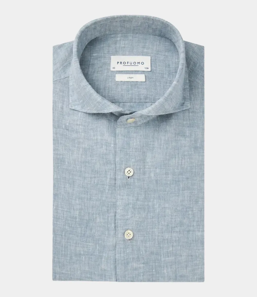 Profuomo Shirt l/s mid blue PPWH10020C-BLUE