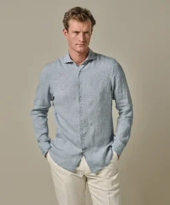 Profuomo Shirt l/s mid blue PPWH10020C-BLUE