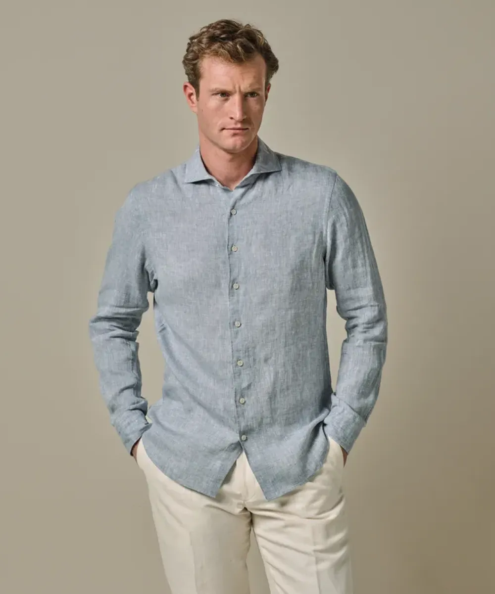 Profuomo Shirt l/s mid blue PPWH10020C-BLUE