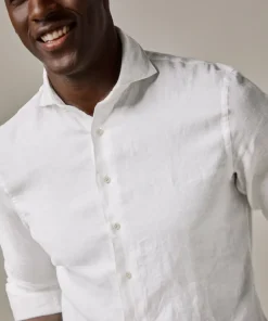 Profuomo Cutaway linen shirt white PPVH10020A-2