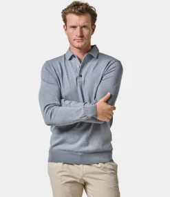 Profuomo Polo l/s blue PPWJ10002D-BLUE