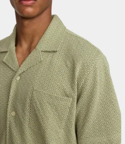 Revolution Jaquard short-sleeved cuban shirt green 3175-GREEN