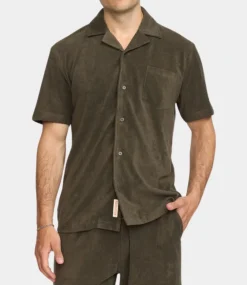 Revolution Terry short-sleeved cuban shirt darkbrown 3823-DARKBROWN