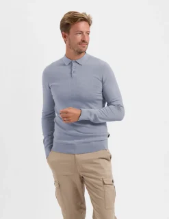 Saint Steve Berend polo l/s iron blue 19478-70028