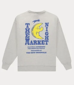 The New Originals Freddy moon graphic crew light grey melange FREDDY-GREY