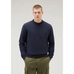 Woolrich Logo script crew melton blue CFWOSW0225MRUT3684-3989