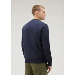 Woolrich Logo script crew melton blue CFWOSW0225MRUT3684-3989