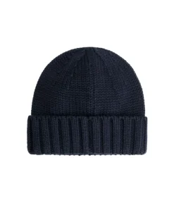 Woolrich Merino wool logo beanie melton blue
