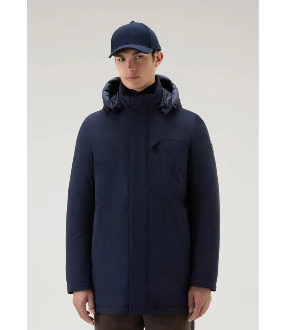 Woolrich Mountain stretch parka melton blue